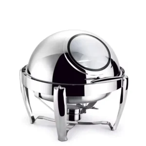 მრგვალი უჟანგავი ფოლადის მარმიტი (Chafing Dish)