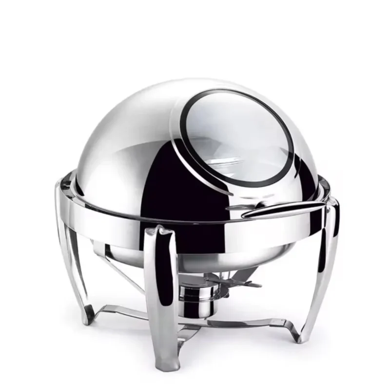 მრგვალი უჟანგავი ფოლადის მარმიტი (Chafing Dish)